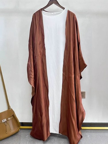 2pcs Set Muslim Women Kids Girls Open Cardigan Kaftan With Inner Dress Abaya Eid - Picture 36 of 39