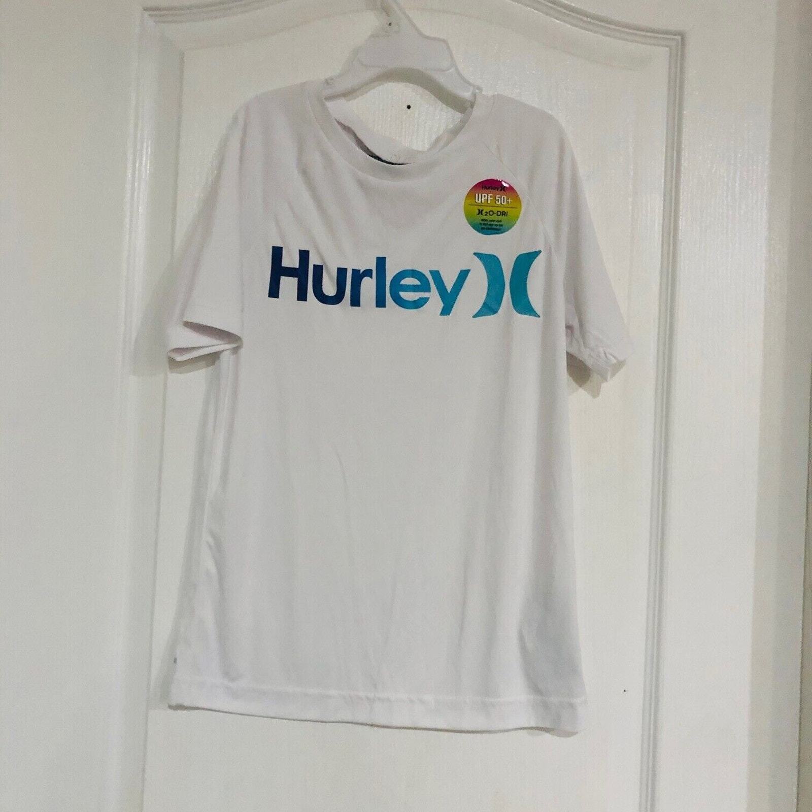 Hurley Boys T-Shirt Sun Protecting UPF 50 Crew Neck Short Sleeve White Small NEW