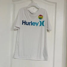 Hurley Boys T-Shirt Sun Protecting UPF 50 Crew Neck Short Sleeve White Small NEW