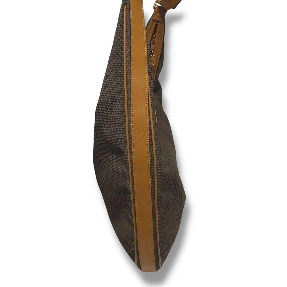 Borsa a tracolla YSL Yves Saint Laurent Mezzaluna in tela con logo triangolo