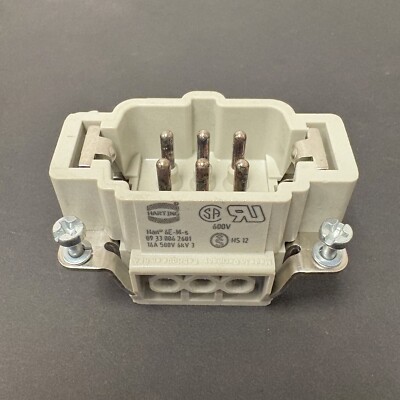 Harting 6E-M-s 6-Pin Rectangular Connector Male Insert, 16A
