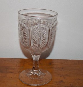 EAPG-Buckle-Pattern-Gilander-amp-Sons-Glass-Water-Goblet-6-034-tall