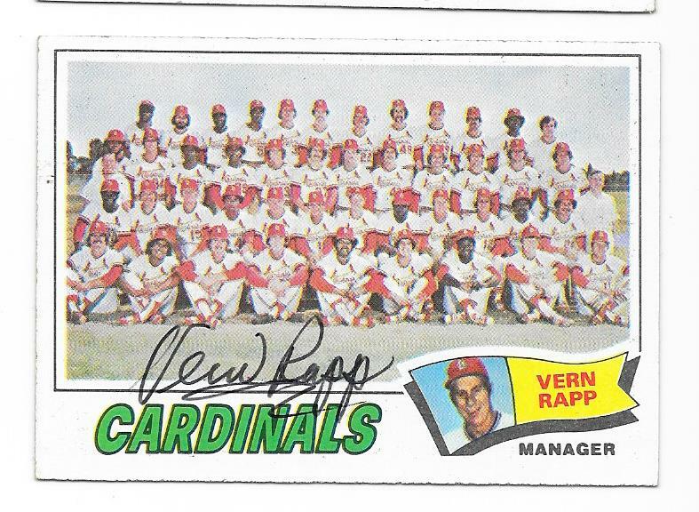 VERN RAPP 1977 TOPPS AUTOGRAPHED SIGNED # 183 ST. LOUIS CARDINALS ...