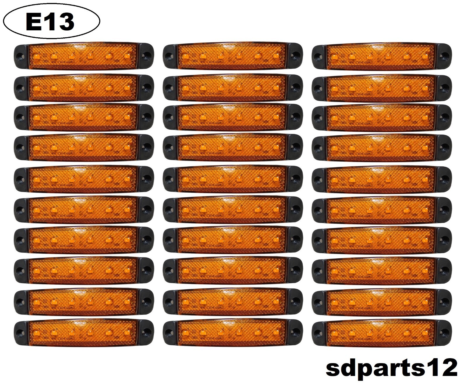 Feu de gabarit LED orange 24V pour camion et tracteur agricole lot de 30