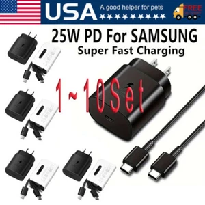 25w Type USB-C Fast Wall Charger+6FT Cable For Samsung Galaxy S20 S21 5G Lot US