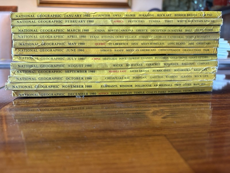 Lot of 12 National Geographic Magazine Issues from 1980- Complete Year