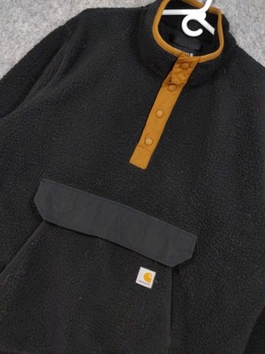 Carhartt XL Tall Black Relaxed Fit Fleece Snap Pullover Jacket 2 Warmer XLT NWT