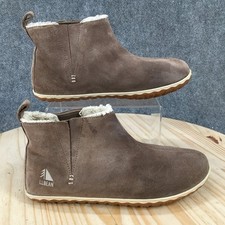 L.L.Bean Mountain Slipper Boots Womens 8 M Ankle Bootie 301554 Leather Brown