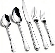 KIKCOIN 40 Pack Silverware Set for 8, Balanced Weight 40 Pack, Silver