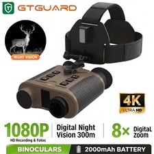 4K Head Mounted 8X Digital Zoom IR Rechargeable Night Vision Goggles for Hunting