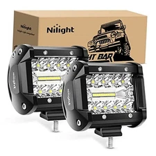 Nilight Led Light Pods 2PC 4Inch 60W Flood Spot Combo Triple LED Pods Led Pods