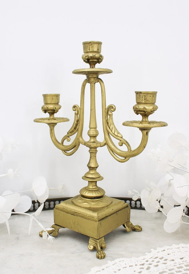 Chandelier ancien doré de style baroque - Photo 3/4