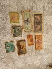 8 Pieces of Vintage WWII paper money 1944