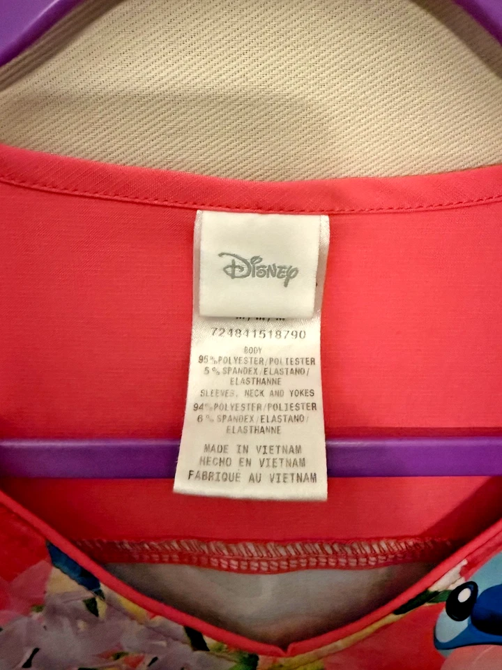 Disney Stitch Scrub Top Pink in Medium EUC - Image 4 of 4