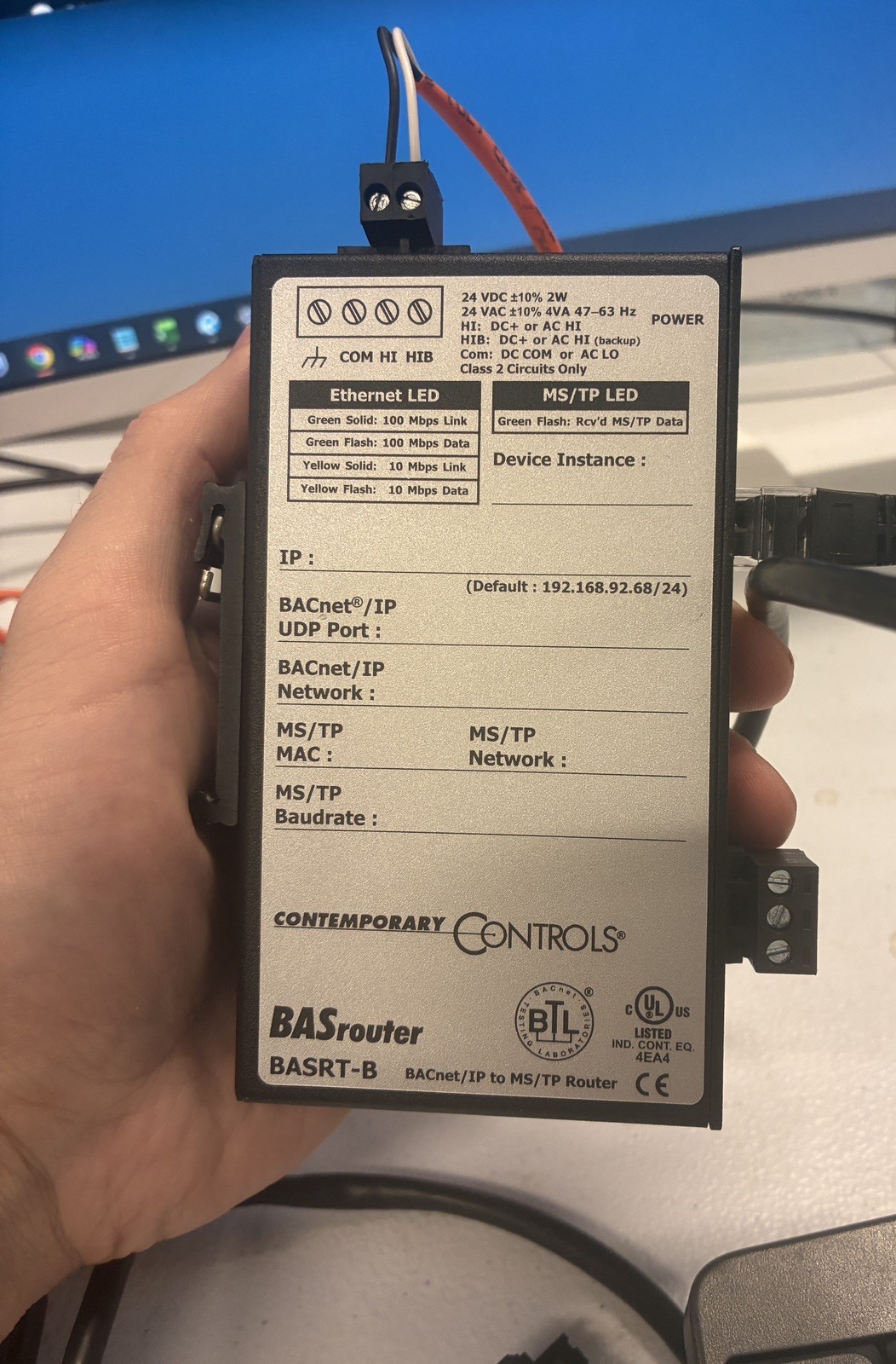 Contemporary Controls BASRT-B BASrouter BACnet/IP to MS/TP Ethernet Router