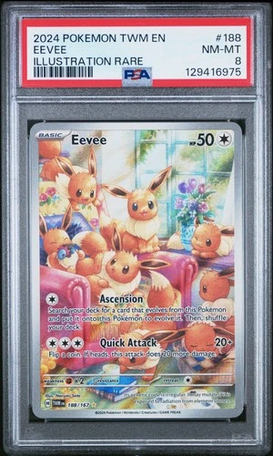 2024 POKEMON TWM EN-TWILIGHT MASQUERADE ILLUSTRATION RARE #188 EEVEE PSA 8