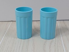 Fisher Price Vintage 2 Blue Plastic Toy Cups Made USA Preschool Dishes