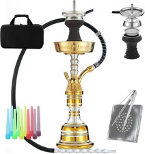 22" Hookah Set With Everything Portable Shisha Kit with Travel Case Glass Vase S