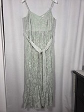 RARE Club Monaco Crinkle Pleated Day Dress Midi Green Floral Size 6  RUNS BIG