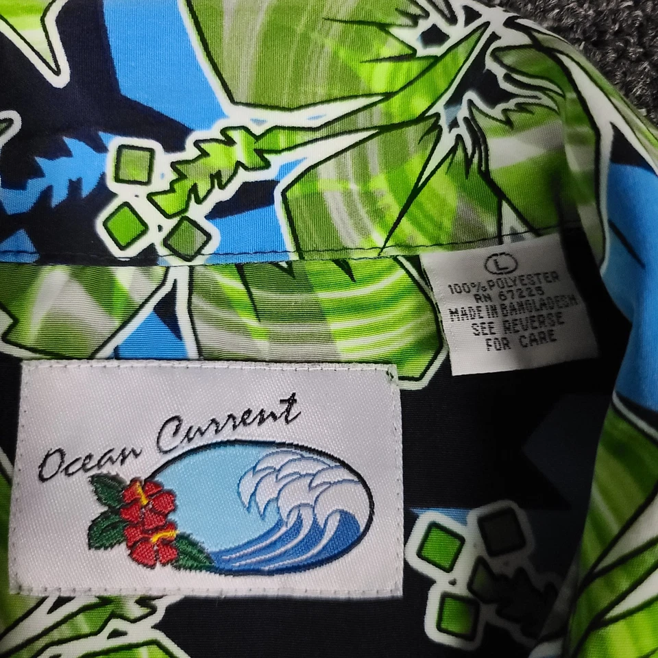 Гавайская рубашка Ocean Current мужская большая приталенная с цветочным принтом на пуговицах - Изображение 3 из 4