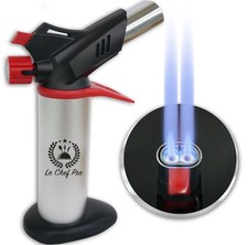 Le Chef Pro DOUBLE FLAME Culinary Torch for Creme Brulee, Searing, BBQ lighter