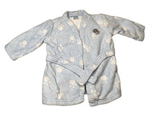 Carter  s Baby Blue Paw Print Fleece Robe Bathrobe 0-9 Months Cozy Soft Newborn