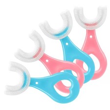 U Shaped Kids Toothbrush Silicone 360 Degree Cleaning 4 Pack