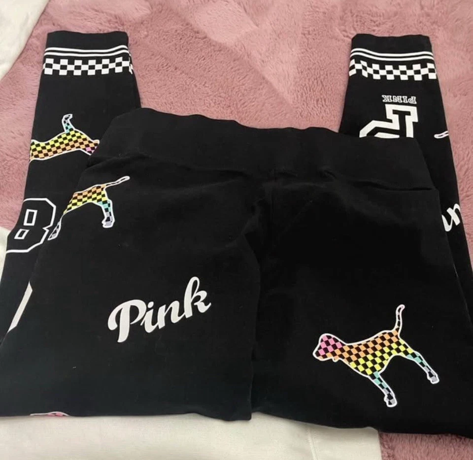 VS PINK Checkered Leggings Large NWOT - Image 2 of 4