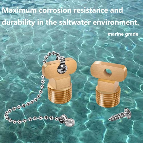 Tapón de drenaje para cartón para barco 1/2" NPT rosca tapones de latón, oro marino - Imagen 7 de 7