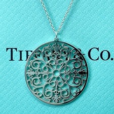 Rare Tiffany Enchant Medal Silver Necklace 24 3872S