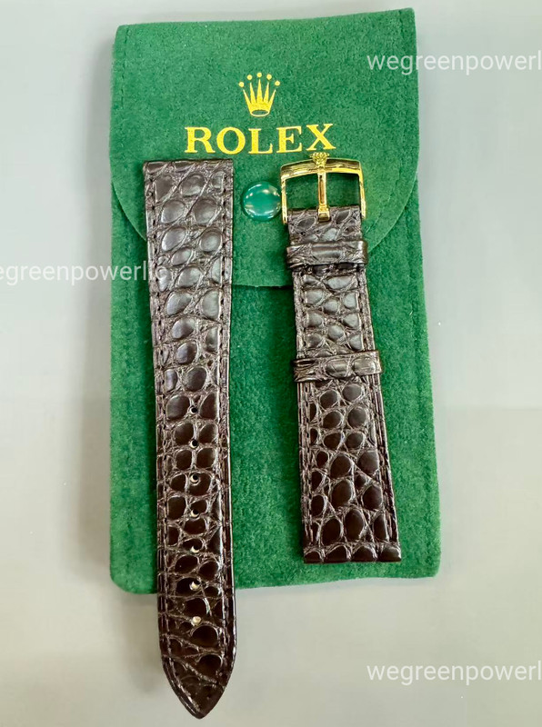 🔥ROLEX brown Leather Band 20/16mm With Rolex Buckle NOS Gold Plated Rare Item