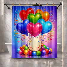 Fun Bathroom Decor Colorful Hearts Love You Shower Curtain 72x72 Polyester