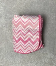 Pink White Chevron Baby Blanket Zig Zag Plush Sherpa Underside Security Lovey