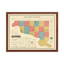 Old Map of Hughes County, SD 1929 - Vintage South Dakota Art
