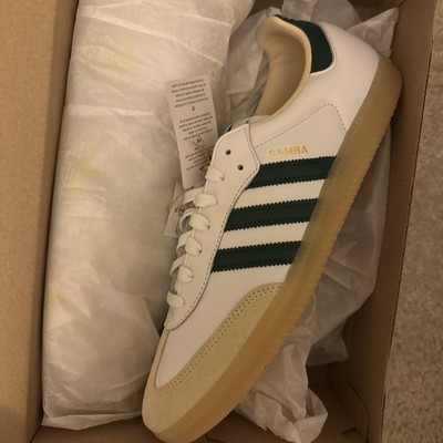 adidas Men's Samba OG Cloud White/Collegiate Green/Gum Bottom Size 12 JS3831
