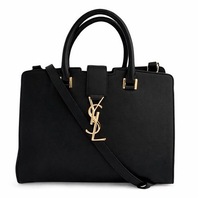 Saint Laurent YSL Baby Cabas Black Calfskin Gold HW Satchel Entrupy COA Auth