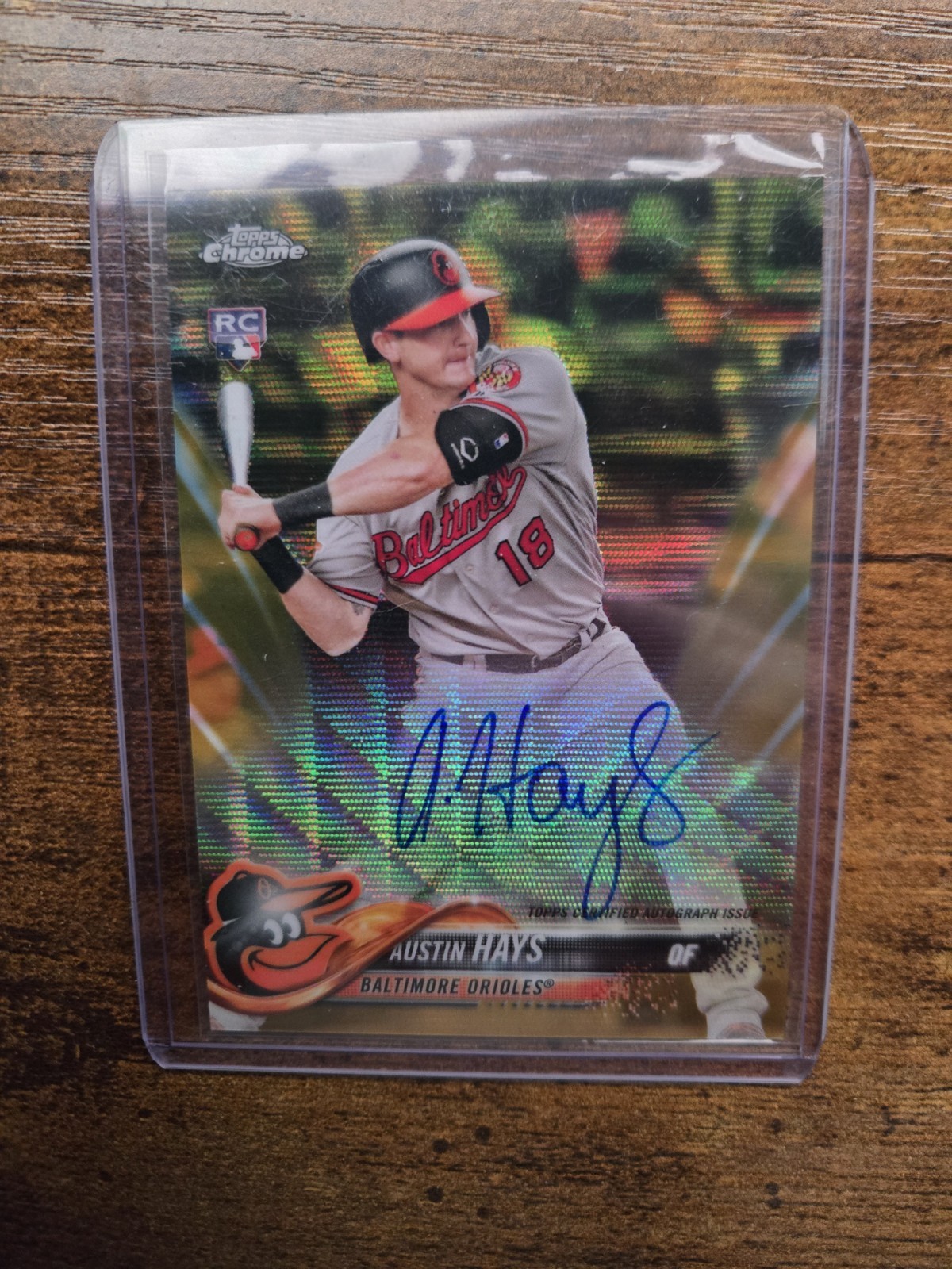 2018 Topps Chrome Austin Hays Gold Wave Rookie Auto /50#RA-AH Baltimore Orioles