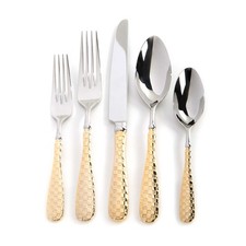 MacKenzie-Childs Gold Check Stainless Steel Flatware - 5 Piece Place Setting