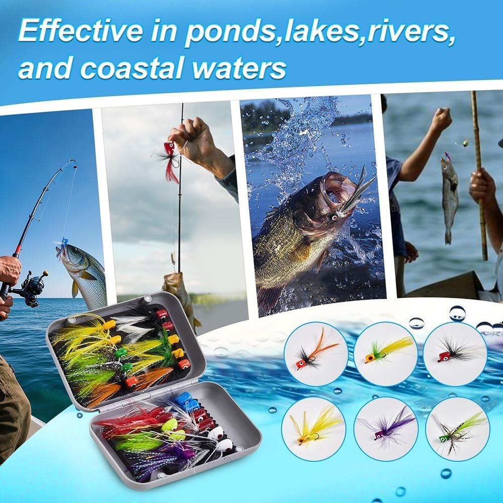 Fly Fishing Poppers - Assorted Colors & Sizes for Bass, Trout, Panfish - Image 7