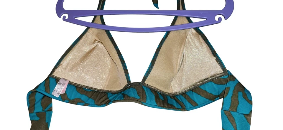 Top de bikini de natación Victoria's Secret Jungle estampado de leopardo halter elástico talla L Foto 4 de 4