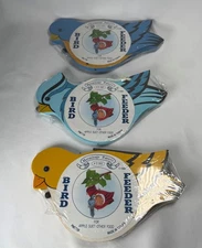 Vintage 1996 Lot Of 3 New Wooden Suet Bird Feeders Hermitage Pottery Bluebird