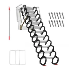 12 Steps Attic Stairs Alloy Wall Mounted Attic Ladder Wall-Mounted Folding Stair