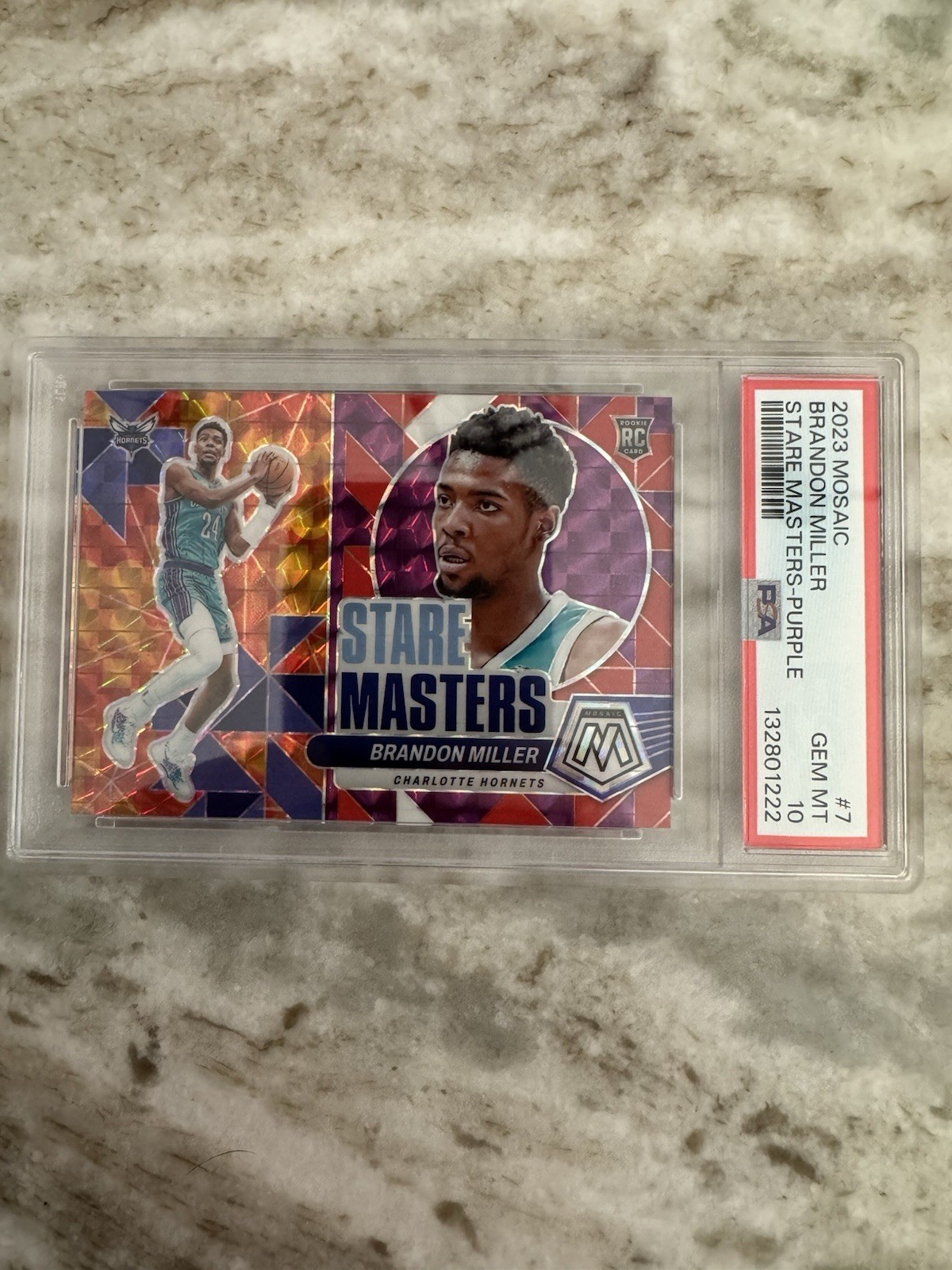 2023-24 Panini Mosaic Brandon Miller RC Stare Masters Purple #74/99 PSA 10