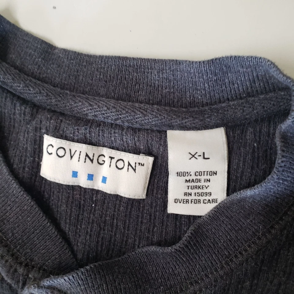 Covington Mens Black Long Sleeve Henley Shirt Size XL Cotton Fall Normcore Basic - Image 4 of 4