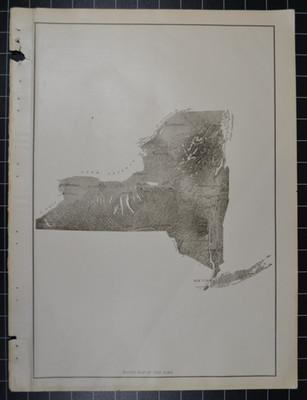 NEW YORK - RELIEF MAP - B&W - 1912 - RAND-McNALLY NEW COMMERCIAL ATLAS