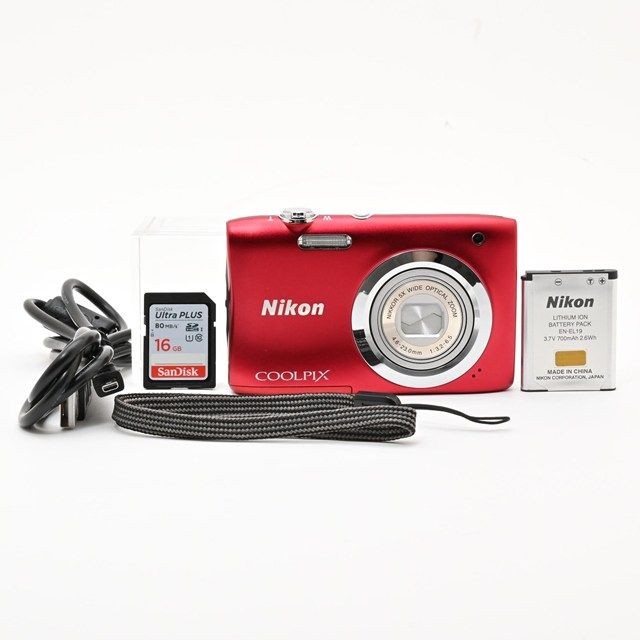 【新品】Nikon COOLPIX A100 RED Nikon COOLPIX A100 Red Compact Digital Camera with 16GB SD Card