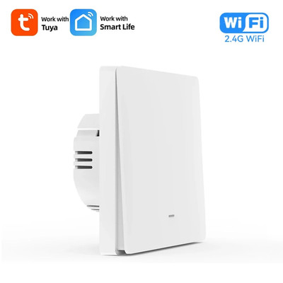 Tuya Wifi Smart Light Switch Push Button No/With Neutral Wire Switch APP Remote 