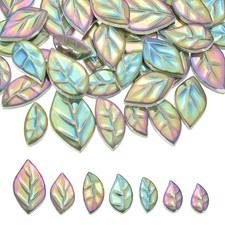0.66LB Leaves Ceramic Mosaic Tiles for Crafts Bulk, Iridescent Green