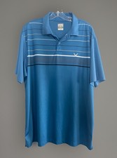 Callaway Polo Shirt Mens Large Blue Opti-Dri Golf Striped UV Moisture Wicking
