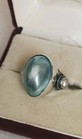 Giant Blue Mabe Pearl Designer Sterling Silver Ring 5.5